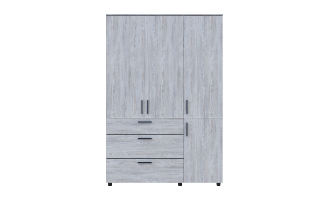 Kleiderschrank Doros Thorn Natti Kiefer 3 Türen 3 Schubladen Kleiderstange 135x51,6x200 (44900481)