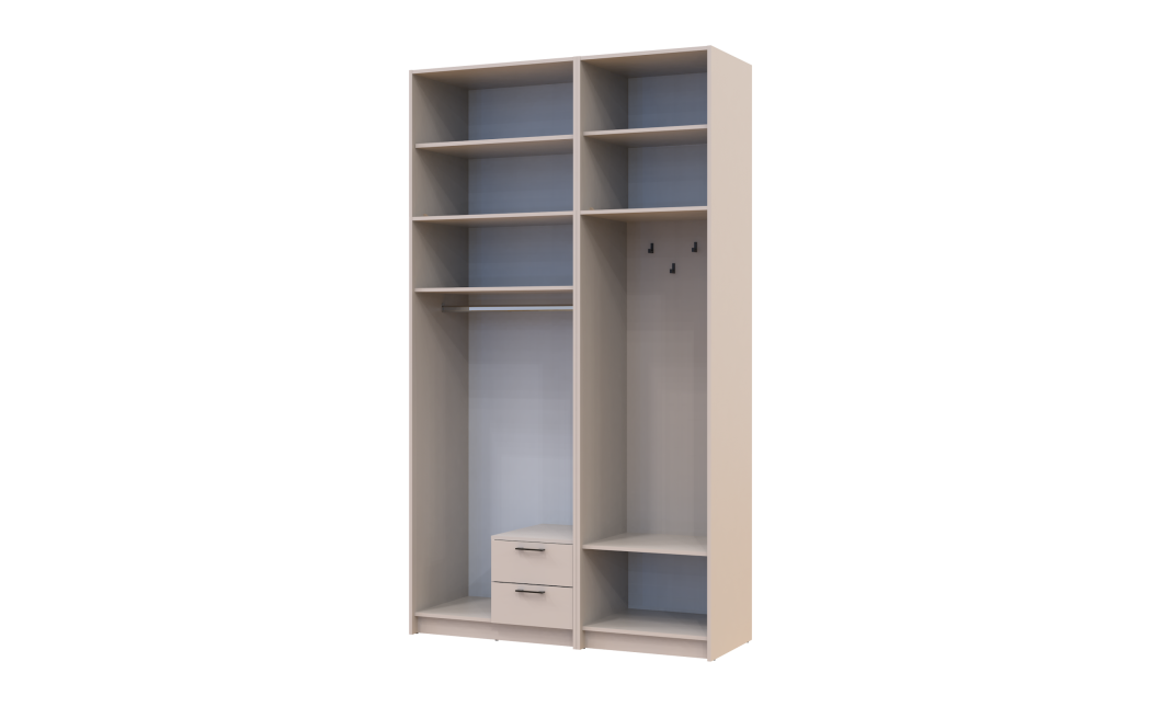 Kleiderschrank Doros Rondi mit Kleiderstange, Spiegel und hohem Oberschrank Kaschmir 2 Türen 142x52x260 (42005406)