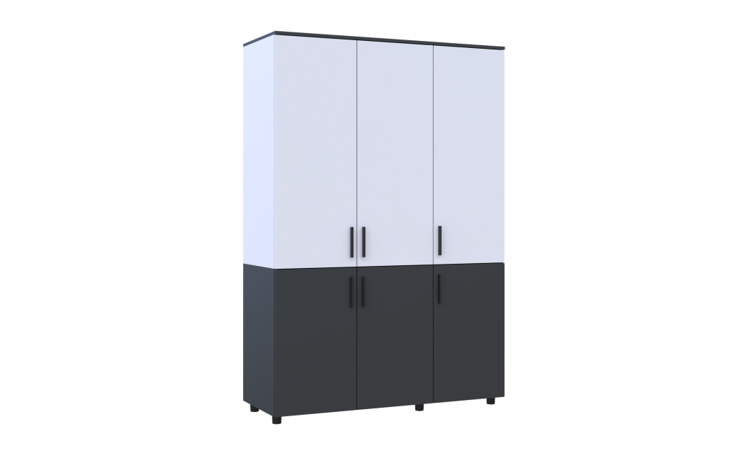 Kleiderschrank Doros Thorn Anthrazit/Weiß 3 Türen Kleiderstange 135x51,6x200 (44900515)