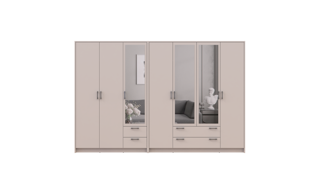 Kleiderschrank mit Spiegel Doros Rondi Kaschmir 3+4 Türen 281x52x195 (42005625)