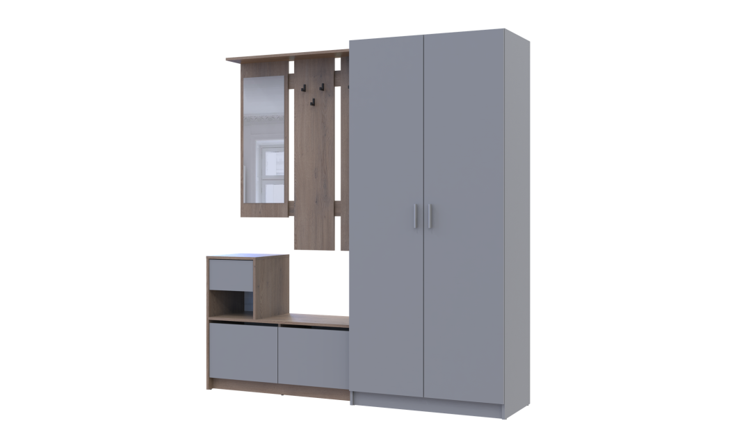 Flurmöbel Set Bela + Kleiderschrank Promo Cremona Cannolo/Grau 190x48x204 (42005331)