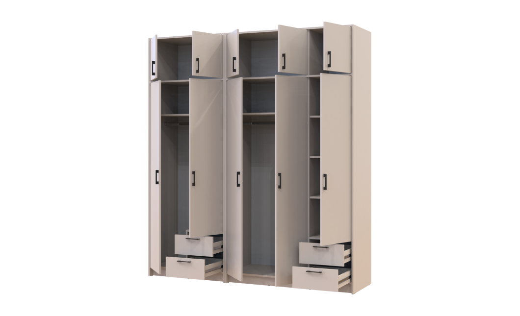 Kleiderschrank mit Aufsatz Doros Rondi Kaschmir 2+3 Türen 203x52x236 (42005630)