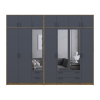 Kleiderschrank mit Spiegel und Aufsatz Doros Rondi Artisan Eiche/Graphit 3+4 Türen 281x52x236 (42005709)