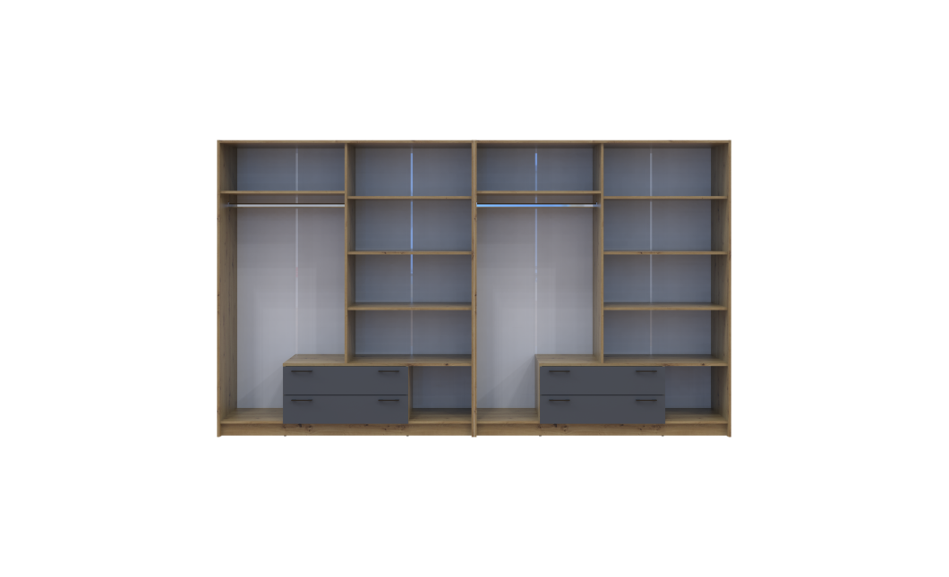 Kleiderschrank mit Spiegel Doros Rondi Artisan Eiche/Graphit 4+4 Türen 320x52x195 (42005699)
