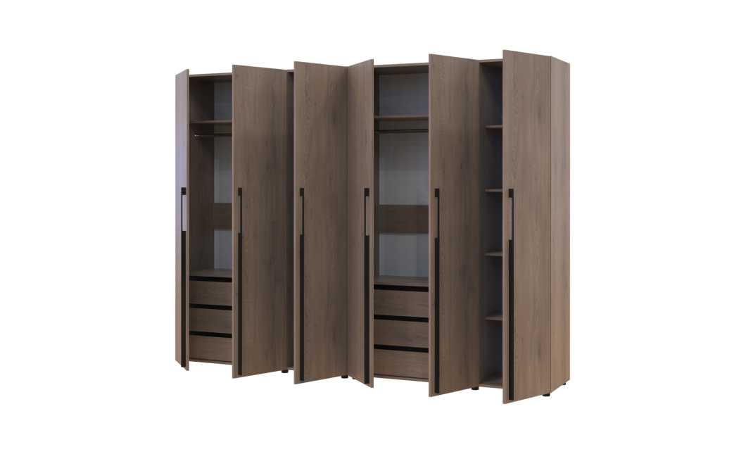 Kleiderschrank mit Schubladen Doros Kasper Cremona Cannolo 3+3 Türen 270x48x204 (42005573)