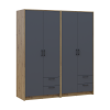 Kleiderschrank Doros Rondi Artisan Eiche/Graphit 2+2 Türen 164x52x195 (42005688)