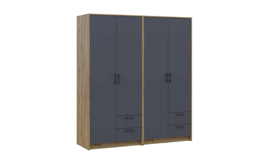 Kleiderschrank Doros Rondi Artisan Eiche/Graphit 2+2 Türen 164x52x195 (42005688)