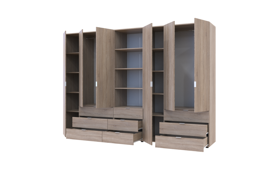 Kleiderschrank Doros Gelar Sonoma Eiche 3+3 Türen Säulenschrank 292,4x49,5x203,4 (42005184)