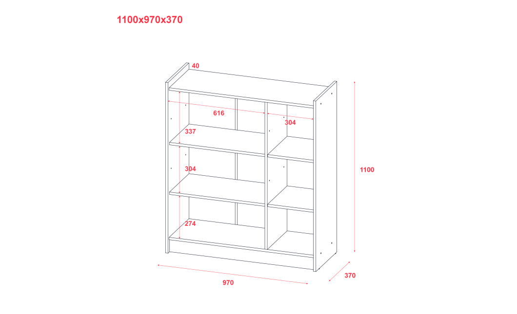 Schuhschrank Doros Kassel mit Spiegel Eiche Evoke 3 Türen 97×40×110 (42005500)