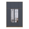 Kleiderschrank Doros Rondi mit Drehtüren mit Oberschrank und Spiegel Artisan Eiche / Graphitgrau 4 Türen 160x52x260 (42005191)