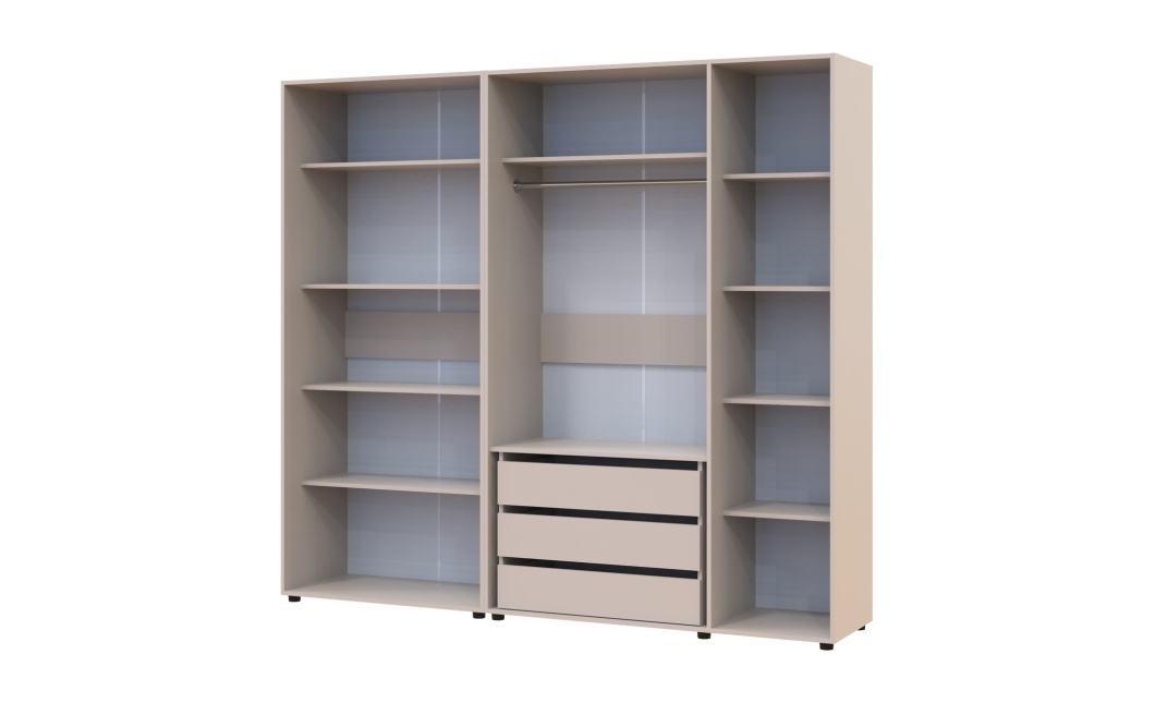 Kleiderschrank mit Regalen und Schubladen Doros Kasper Kaschmir 2+3 Türen 225x48x204 (42005550)
