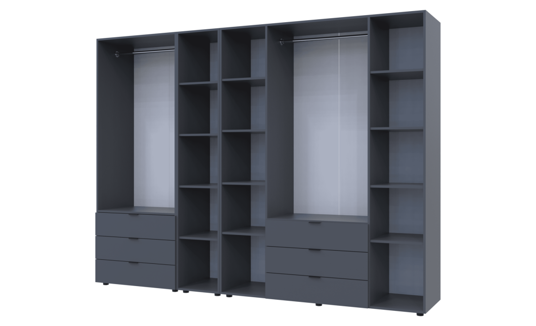 Kleiderschrank Doros Gelar Graphitgrau 2+4 Türen mit offenem Regal 270,7x49,5x203,4 (42005058)
