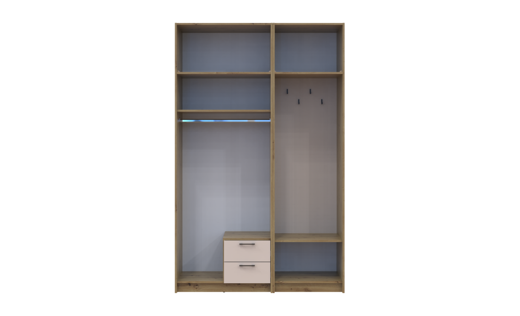 Drehtürenschrank Doros Rondi mit Kleiderstange und Oberschrank Artisan Eiche/Kaschmir 2 Türen 142x52x236 (42005272)