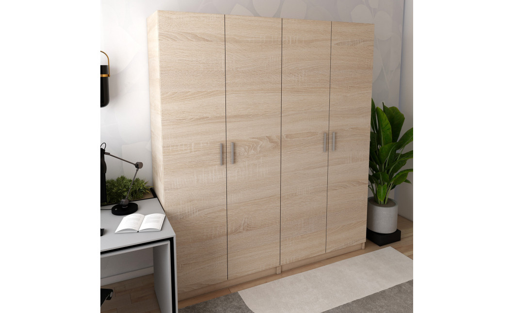 Kleiderschrank Doros Promo mit Drehtüren Sonoma Eiche 2+2 Türen 180x48x204 (42005007)