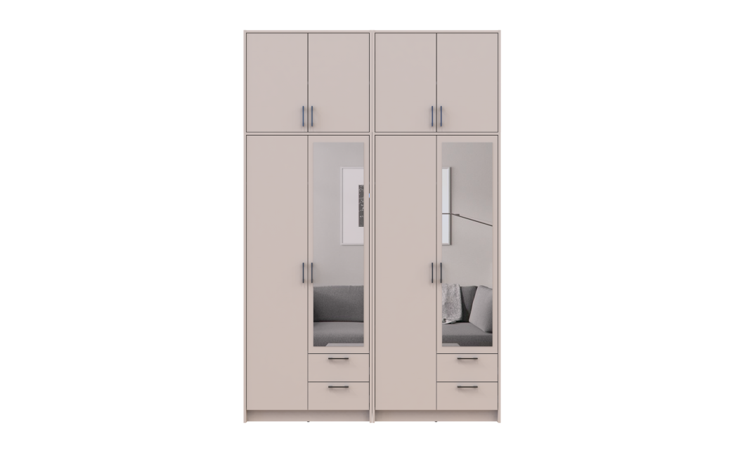 Kleiderschrank mit Spiegel und hohem Aufsatz Doros Rondi Kaschmir 2+2 Türen 164x52x260 (42005641)
