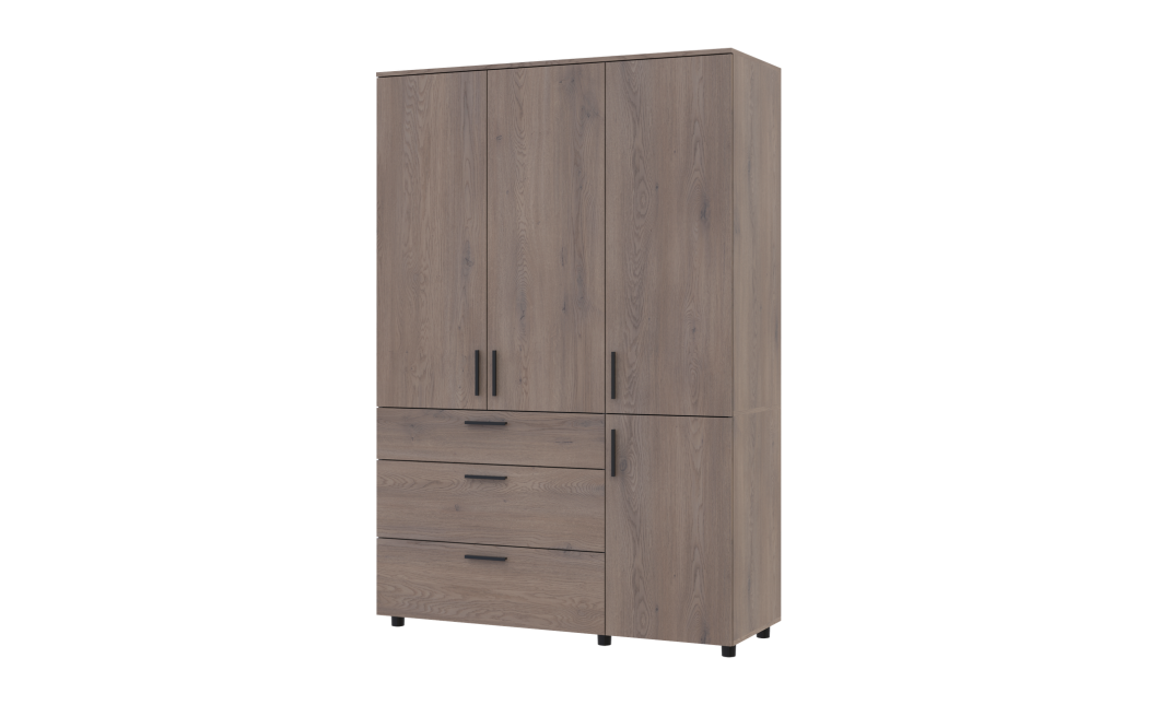 Kleiderschrank Doros Thorn Cremona Cannolo 3 Türen 3 Schubladen Böden 135x51,6x200 (44900478)