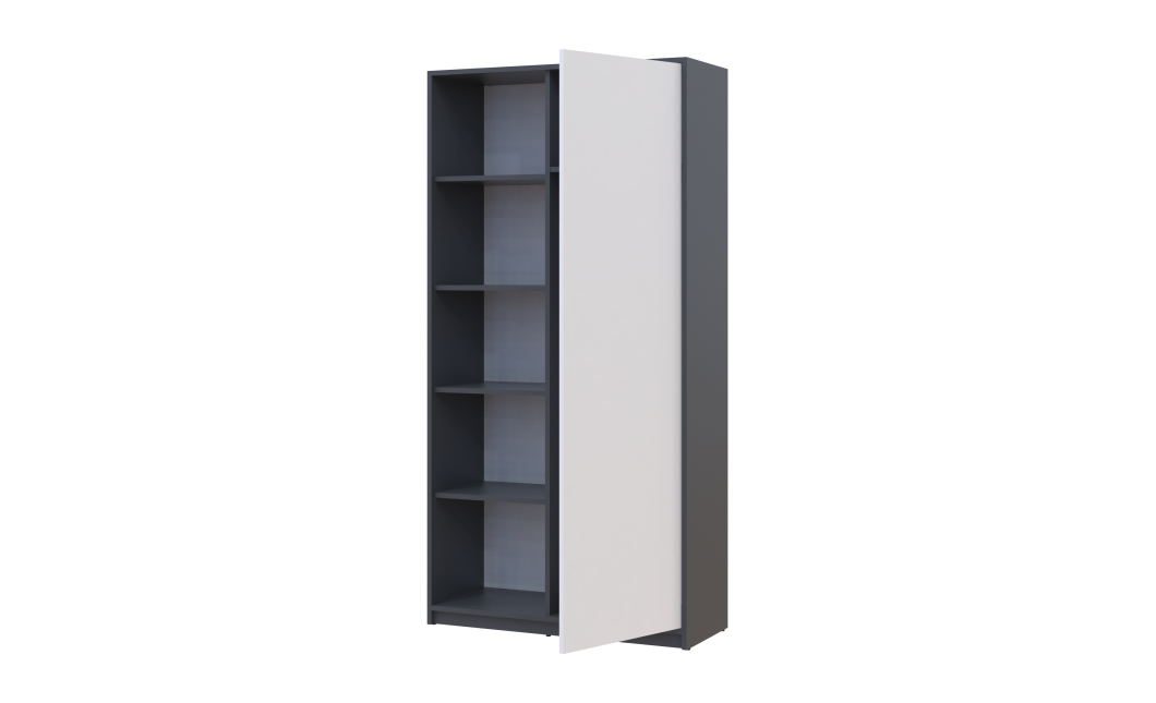 Kleiderschrank Doros Student mit Drehtüren Graphitgrau / Weiß 90x38x180 (44900273)