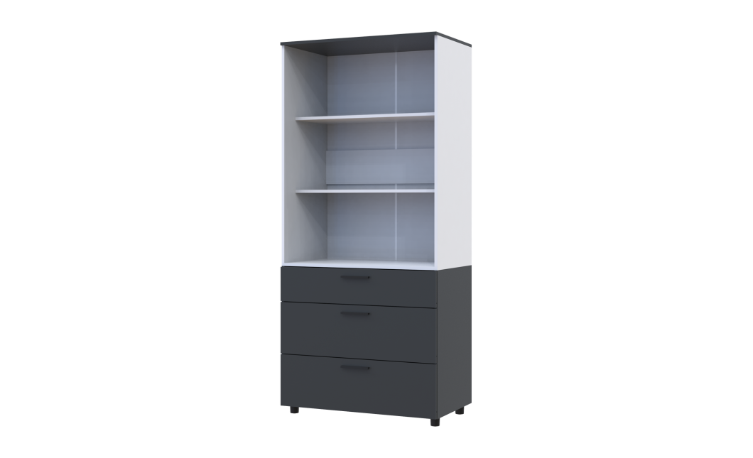 Kleiderschrank Doros Thorn Anthrazit/Weiß 2 Türen 3 Schubladen Böden 90x51,6x200 (44900470)
