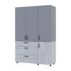 Kleiderschrank Doros Thorn Natti Kiefer/Grau 3 Türen 3 Schubladen Böden 135x51,6x200 (44900514)