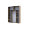 Kleiderschrank Doros G-Caiser Schiebetüren Ewok Eiche / Schwarz Glas 2 Türen 180x60x240 (80737751)