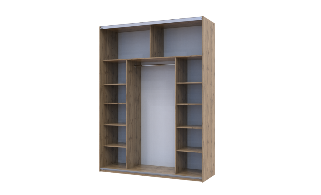 Kleiderschrank Doros G-Caiser Schiebetüren Ewok Eiche / Schwarz Glas 2 Türen 180x60x240 (80737751)