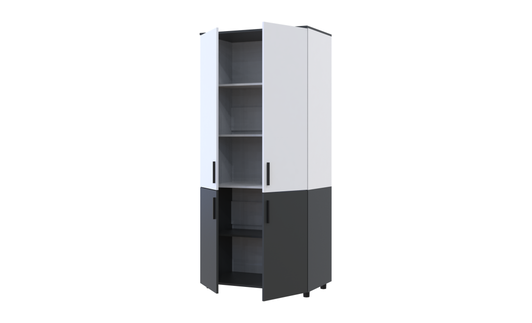 Kleiderschrank Doros Thorn Anthrazit/Weiß 2 Türen Böden 90x51,6x200 (44900468)