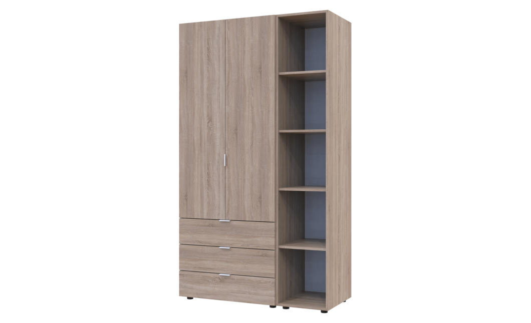 Kleiderschrank Doros Gelar Sonoma Eiche 2 Türen mit offenem Regal 115,7x49,5x203,4 (42005041)