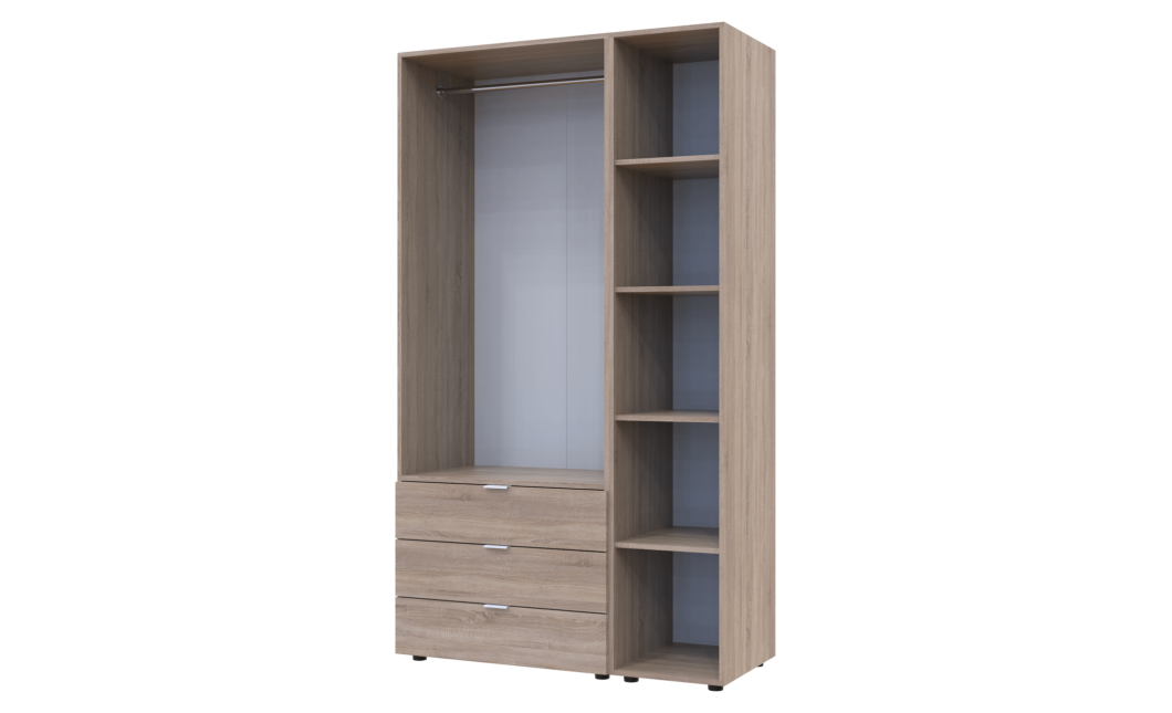 Kleiderschrank Doros Gelar Sonoma Eiche 2 Türen mit offenem Regal 115,7x49,5x203,4 (42005041)