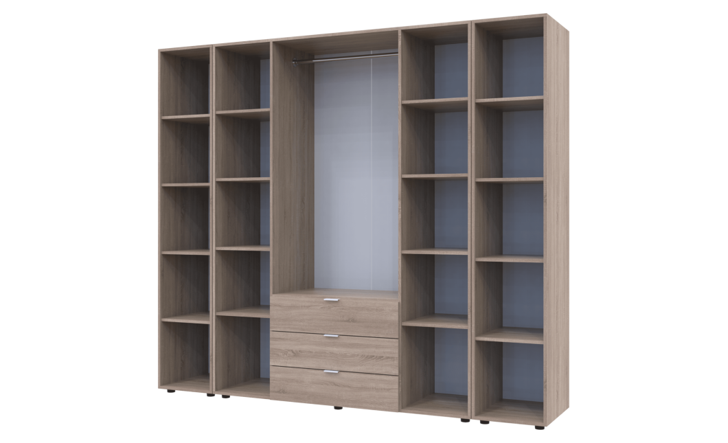 Kleiderschrank Doros Gelar Sonoma Eiche 4 Türen mit 2 offenen Regalböden 231,4x49,5x203,4 (42005050)