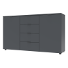 Kommode Doros Ron 5 Graphitgrau 2 Türen 4 Schubladen 140x38x81 (44900235)