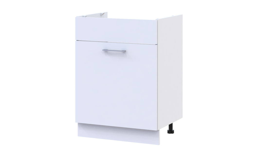 Leia Küche Doros M82_SZ60 unten links Weiße Möbelplatte 60x46,6x82,1 (81359337.5)
