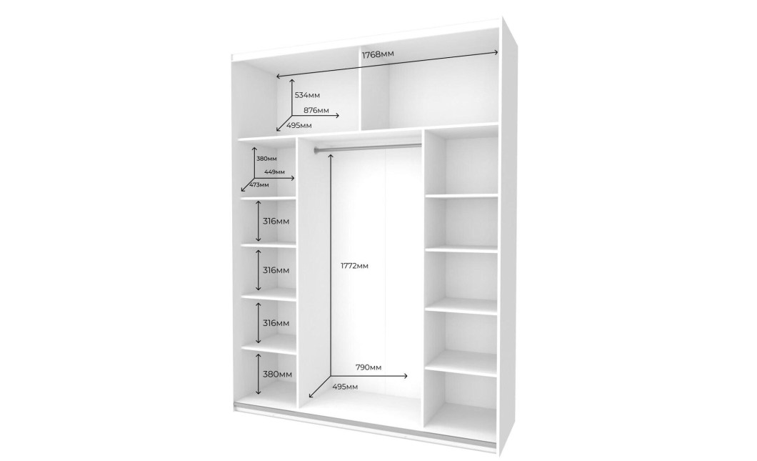Kleiderschrank Doros G-Caiser Schiebetüren Weiß Graphitgrau 2 Türen 180x60x240 (42005093)