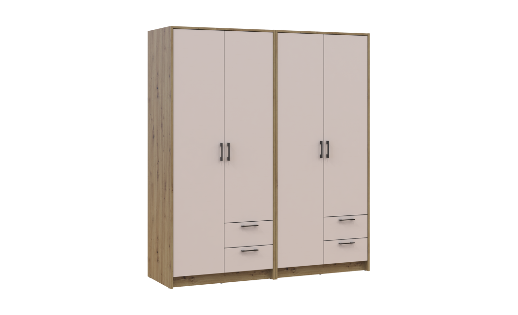 Kleiderschrank Doros Rondi Artisan Eiche/Kaschmir 2+2 Türen 164x52x195 (42005652)