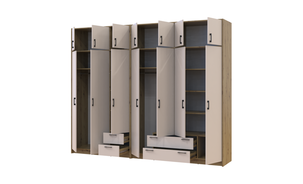 Kleiderschrank mit Aufsatz Doros Rondi Artisan Eiche/Kaschmir 3+4 Türen 281x52x236 (42005672)