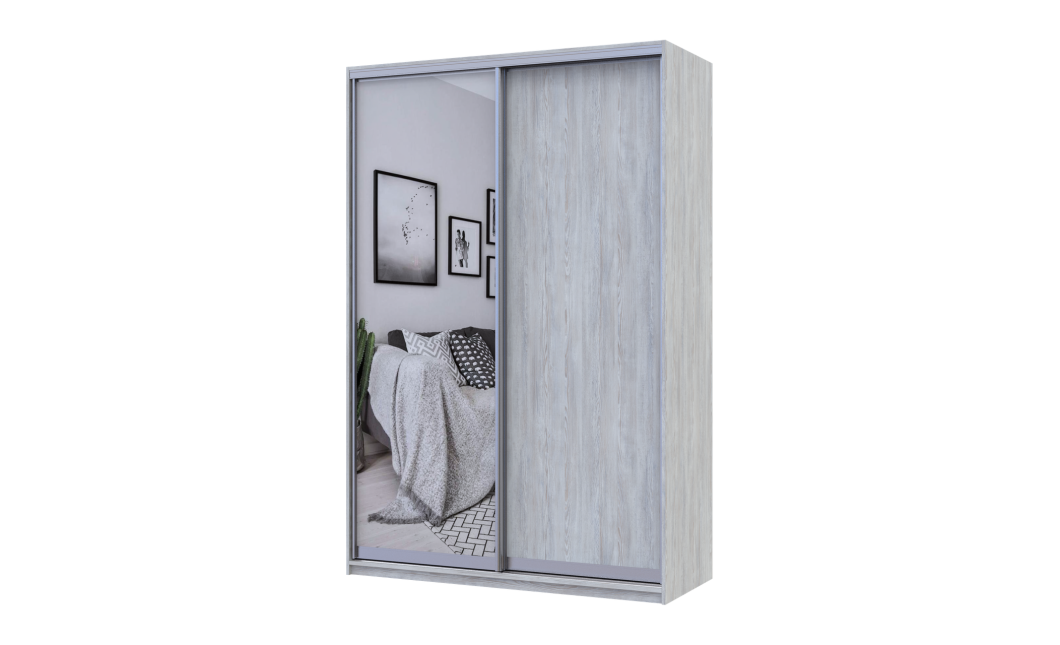 Kleiderschrank Doros City Light Natti Luc Schiebetüren mit Spiegel 150x60x225 (80736510)