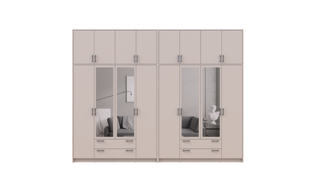 Kleiderschrank mit Spiegel und hohem Aufsatz Doros Rondi Kaschmir 4+4 Türen 320x52x260 (42005651)