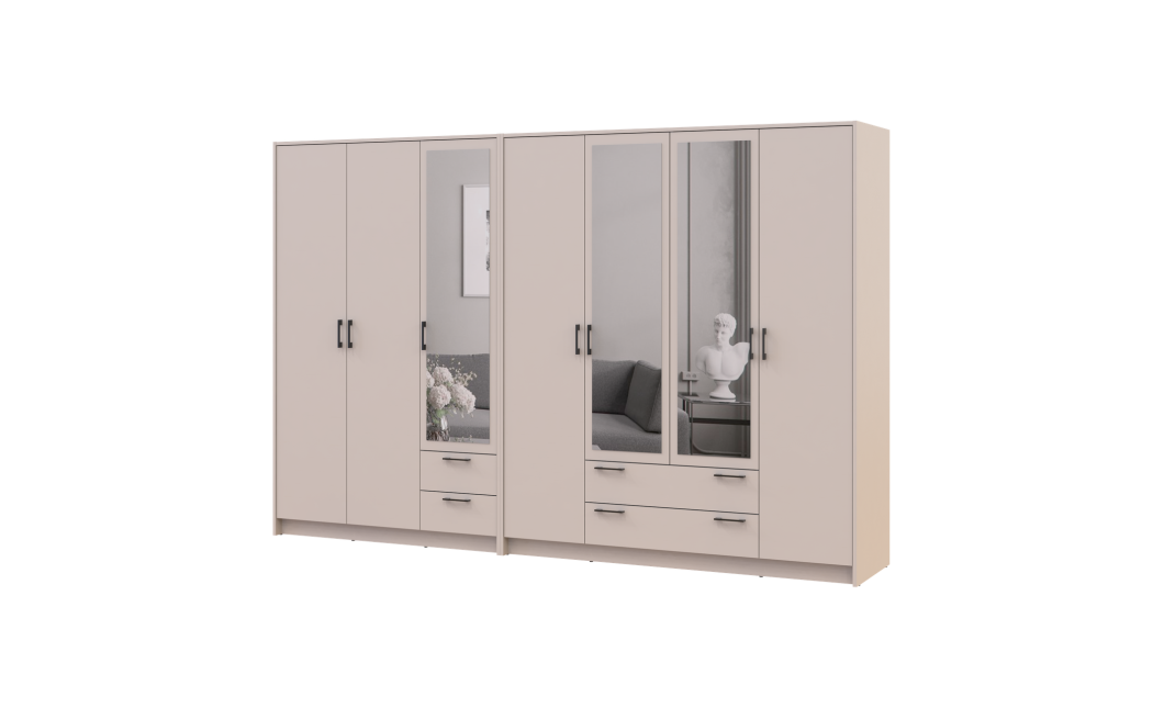 Kleiderschrank mit Spiegel Doros Rondi Kaschmir 3+4 Türen 281x52x195 (42005625)
