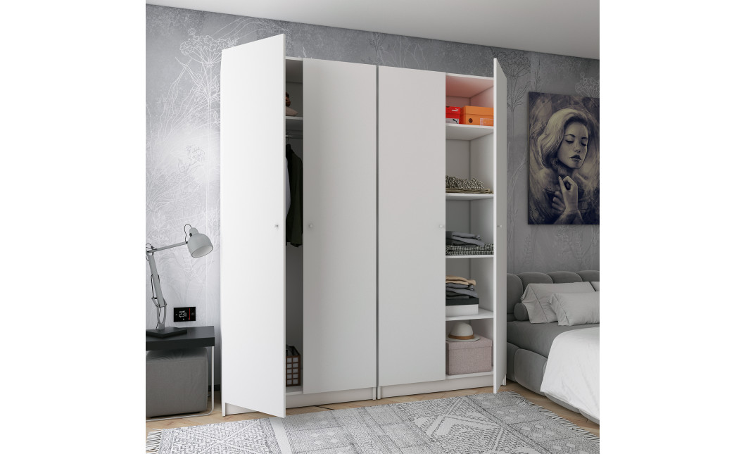 Kleiderschrank Doros Promo Set mit Böden Weiß 2+2 Türen 180x48x204 (44900288)