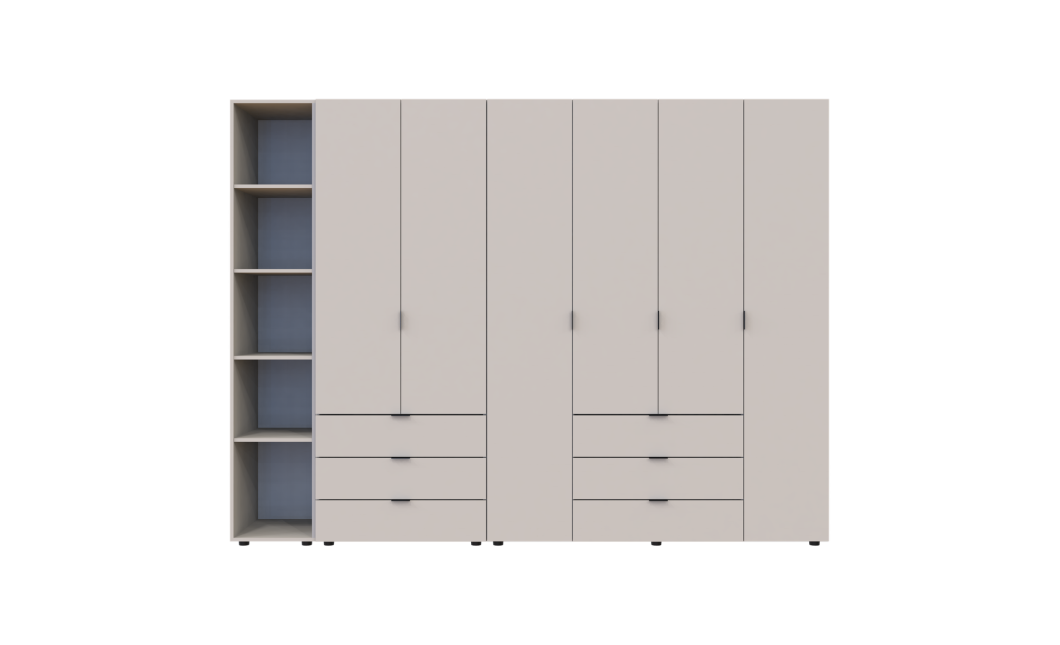 Kleiderschrank Doros Gelar Kaschmir 2+4 Türen mit offenem Regal 270,7x49,5x203,4 (80737651)