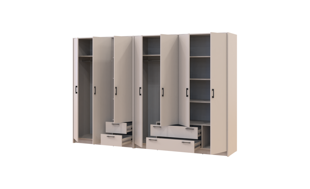 Kleiderschrank Doros Rondi Kaschmir 3+4 Türen 281x52x195 (42005624)
