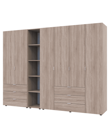 Kleiderschrank Doros Gelar Sonoma Eiche 2+4 Türen mit offenem Regal 270,7x49,5x203,4 (42005051)