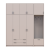 Kleiderschrank Doros Rondi mit Kleiderstange und hohem Oberschrank Kaschmir 4 Türen 220x52x260 (42005399)