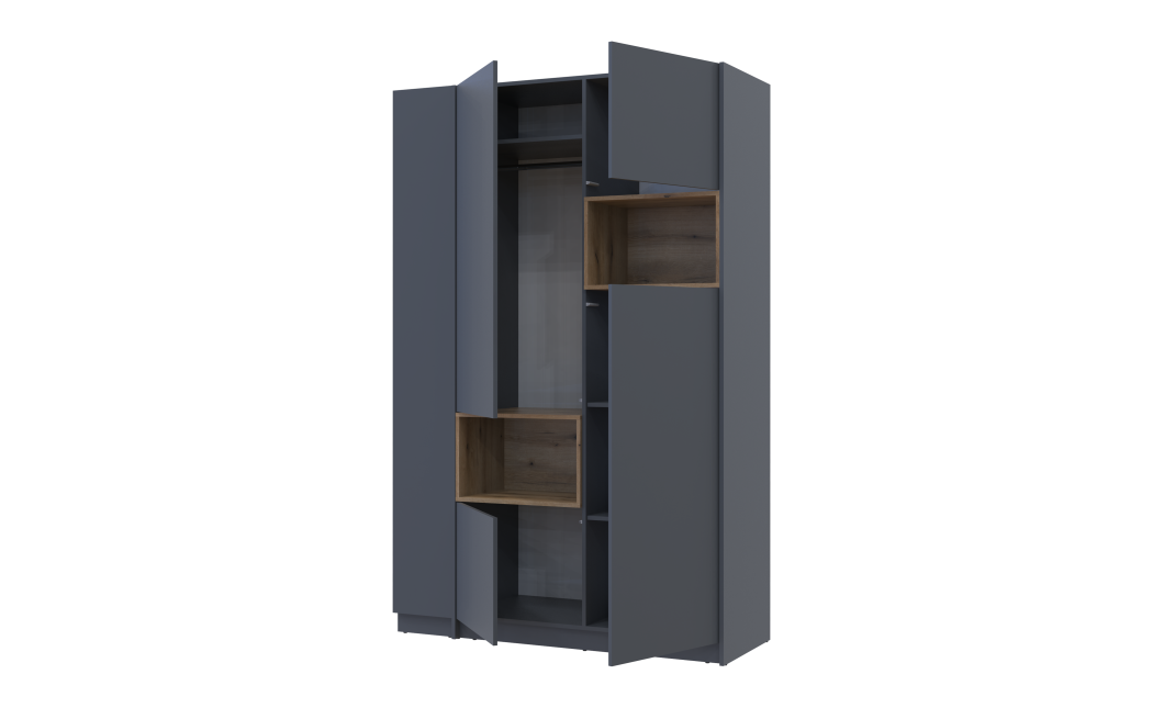 Kleiderschrank Doros Dale mit Drehtüren Anthrazit/Ewok Eiche 2 Türen 143,2x52x220 (42005337)