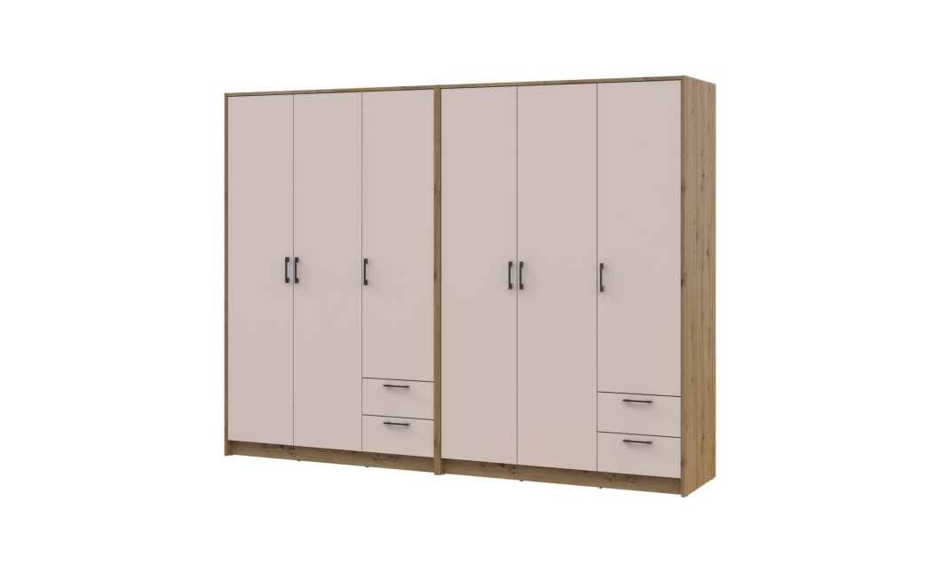 Kleiderschrank Doros Rondi Artisan Eiche/Kaschmir 3+3 Türen 242x52x195 (42005658)