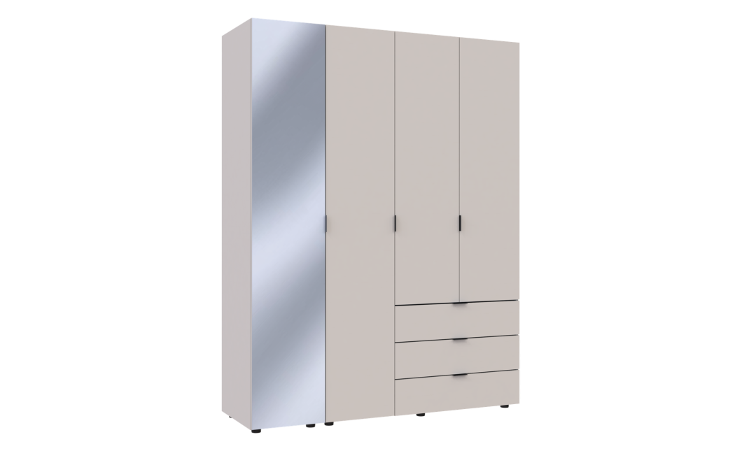 Kleiderschrank Doros Gelar Kaschmir 3 Türen mit Spiegel 155x49,5x203,4 (80737657)