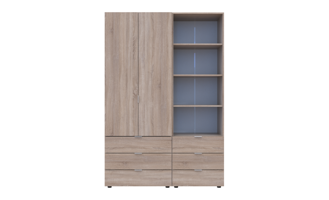 Kleiderschrank Doros Gelar Sonoma Eiche 2 Türen Säulenschrank 137,5x49,5x203,4 (42005180)