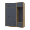 Drehtürenschrank Doros Rondi mit Kleiderstange und Oberschrank Artisan Eiche/Graphitgrau 3 Türen 181x52x236 (42005285)