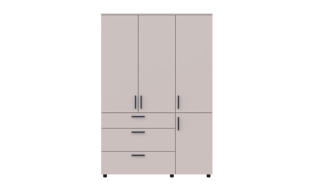 Kleiderschrank Doros Thorn Kaschmir 3 Türen 3 Schubladen Kleiderstange 135x51,6x200 (44900497)