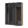 Drehtürenschrank Doros Rondi mit Kleiderstange und Oberschrank Artisan Eiche/Graphitgrau 3 Türen 181x52x236 (42005285)
