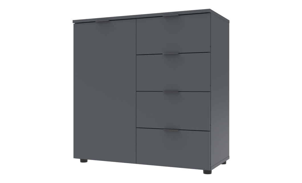 Kommode Doros Ron 1 Graphitgrau 1 Türen 4 Schubladen 80x38x81 (41516006)